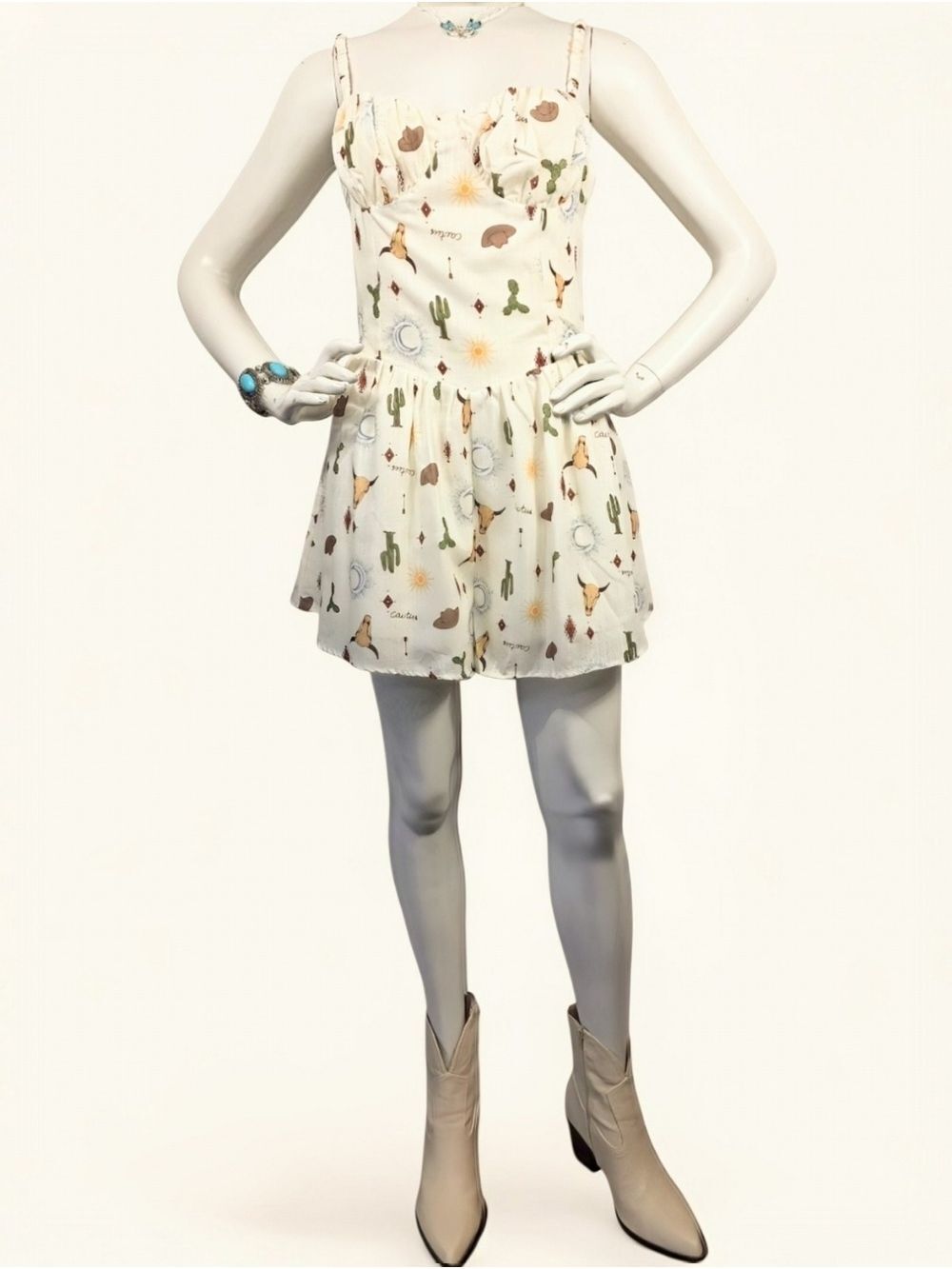 Lumière Western Desert Print Romper Medium NWT Cactus Cowgirl Summer 2026